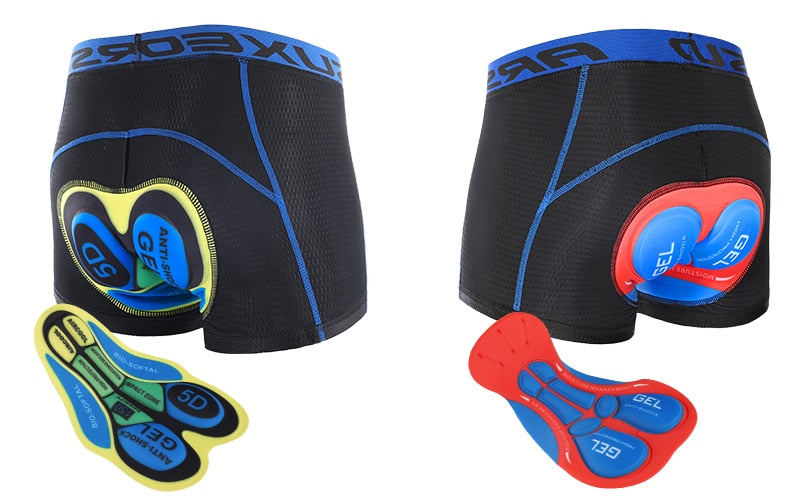 Cycling Underwear Upgrade 3D Gel Pad Cycling Shorts in yellow and red, designed for comfort and performance during mountain biking.